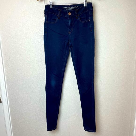 AMERICAN EAGLE Hi-Rise Jegging Dark Skinny Denim Size 4 - Picture 1 of 8